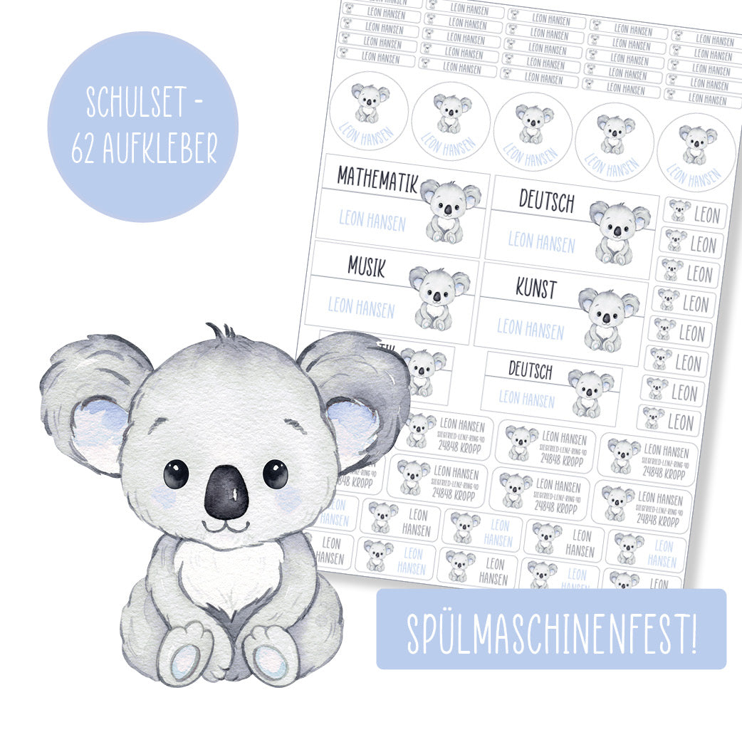 Schulset - 62 Aufkleber - Koala 1