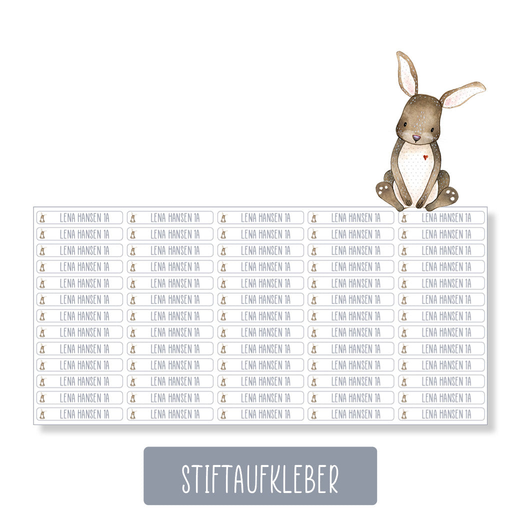 Schulset - 62 Aufkleber - Hase