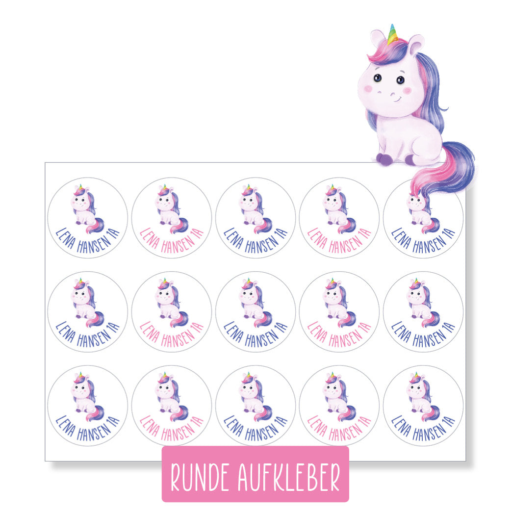 Schulset - 62 Aufkleber - Einhorn