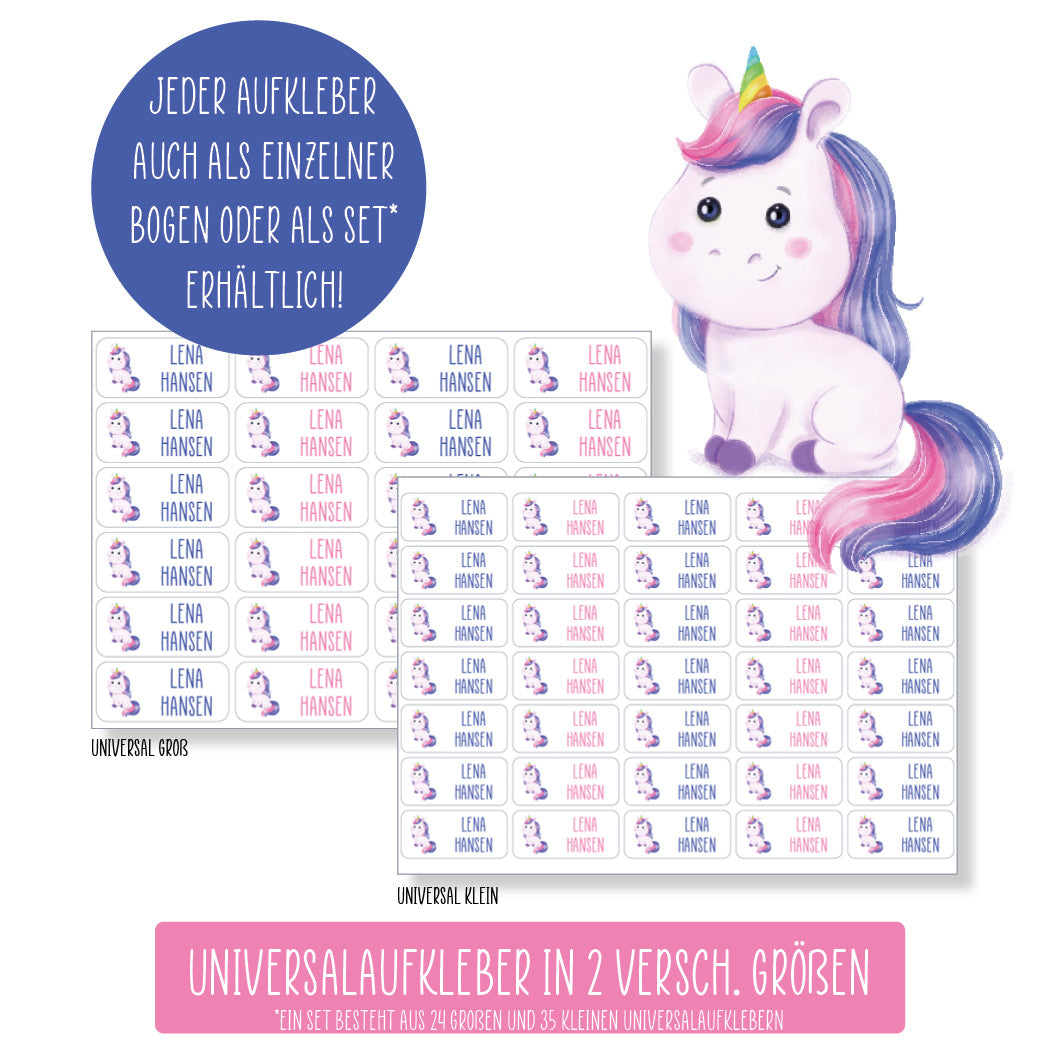 Schulset - 62 Aufkleber - Einhorn