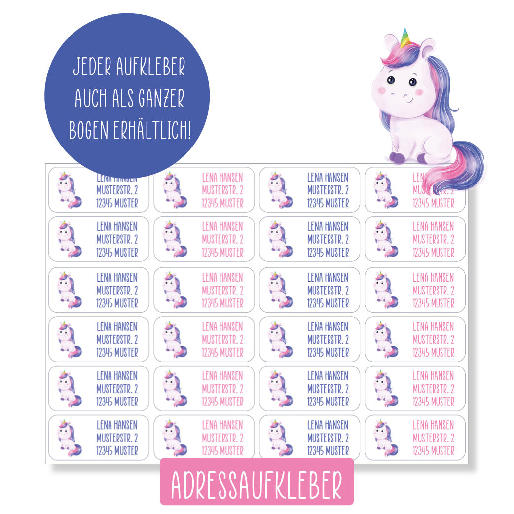 Schulset - 62 Aufkleber - Einhorn