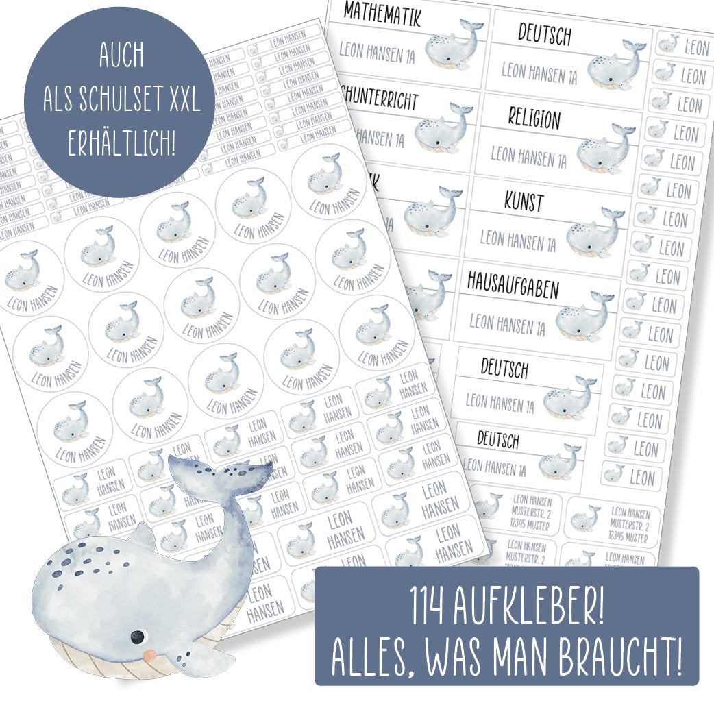 Schulset XXL - 114 Aufkleber - Wunschmotiv