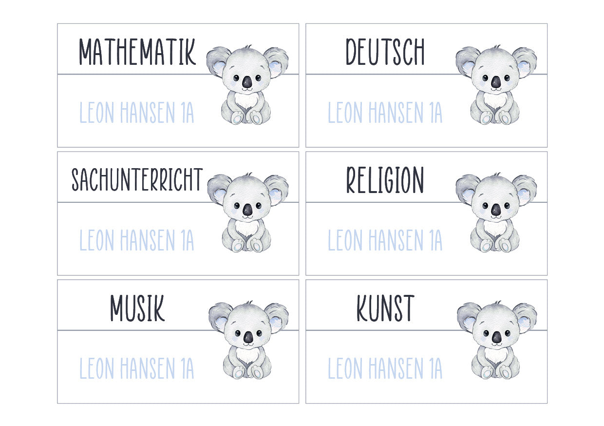 Schulset - 62 Aufkleber - Koala 1