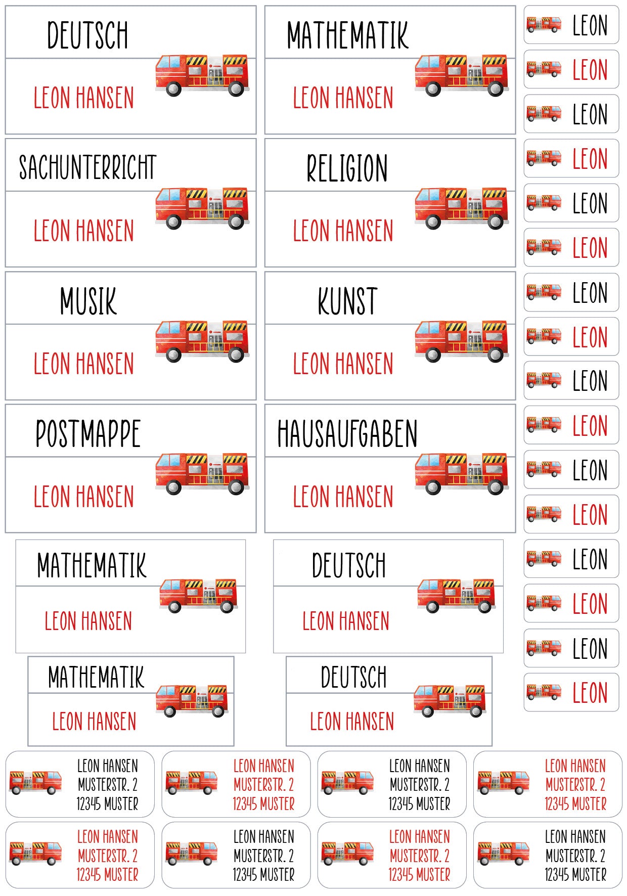 Schulset XXL - 114 Aufkleber - Feuerwehr