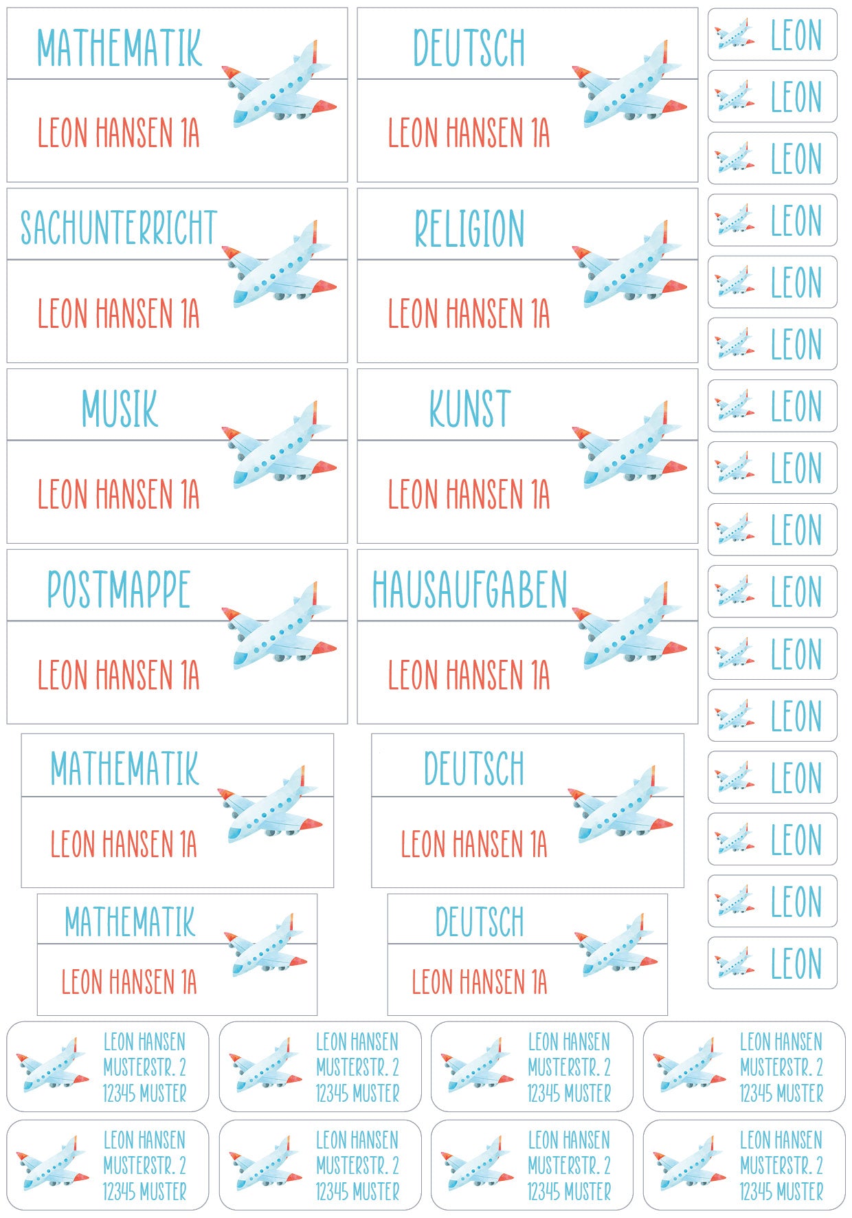 Schulset XXL - 114 Aufkleber - Flugzeug
