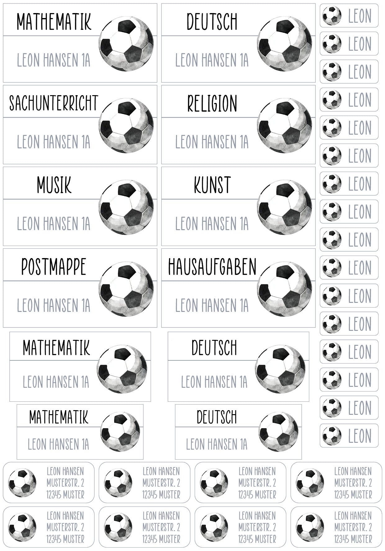 Schulset XXL - 114 Aufkleber - Fußball