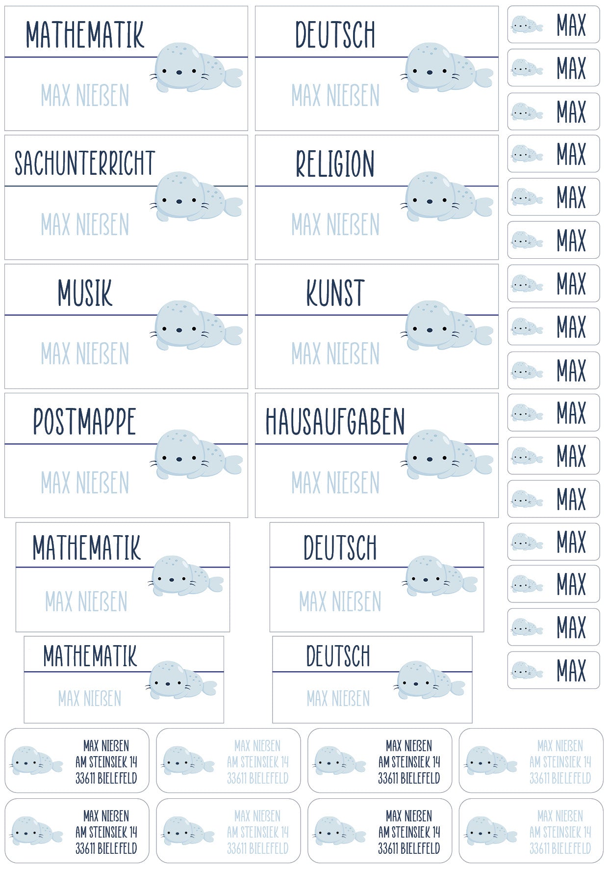 Schulset XXL - 114 Aufkleber - Robbe