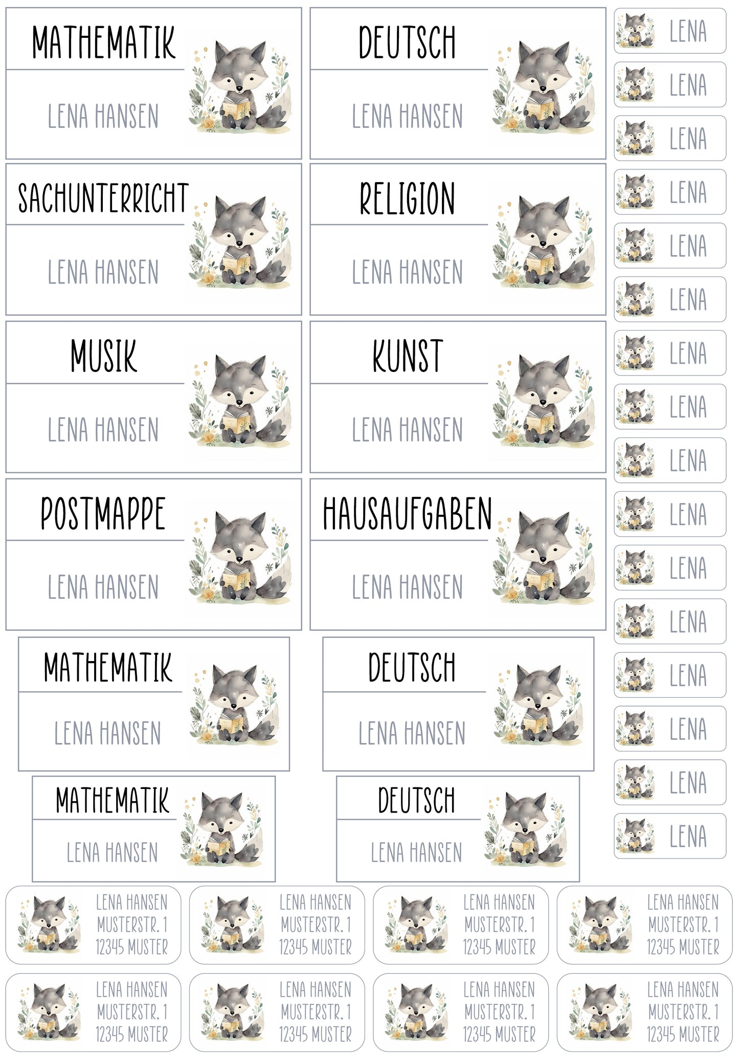 Schulset XXL - 114 Aufkleber - Wolf