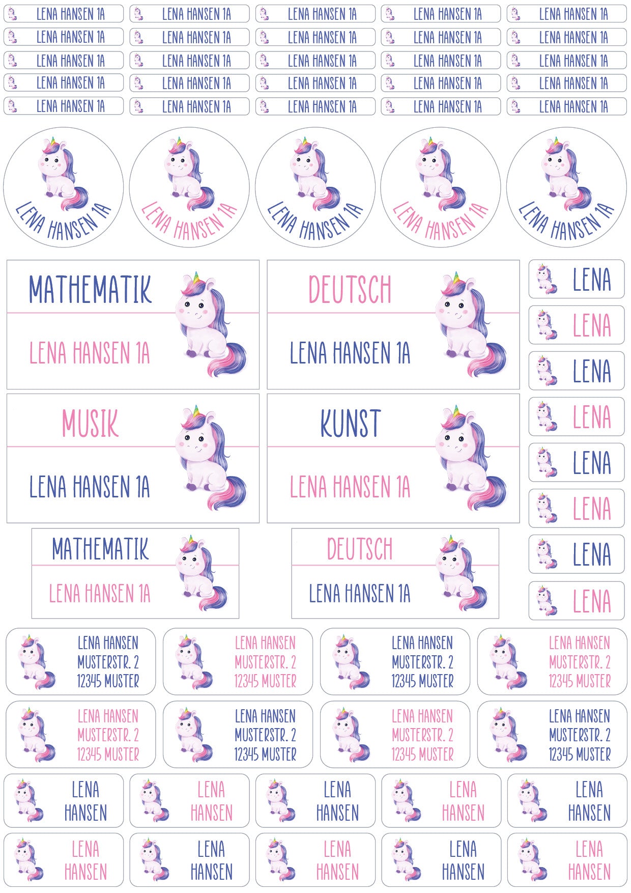Schulset - 62 Aufkleber - Wunschmotiv