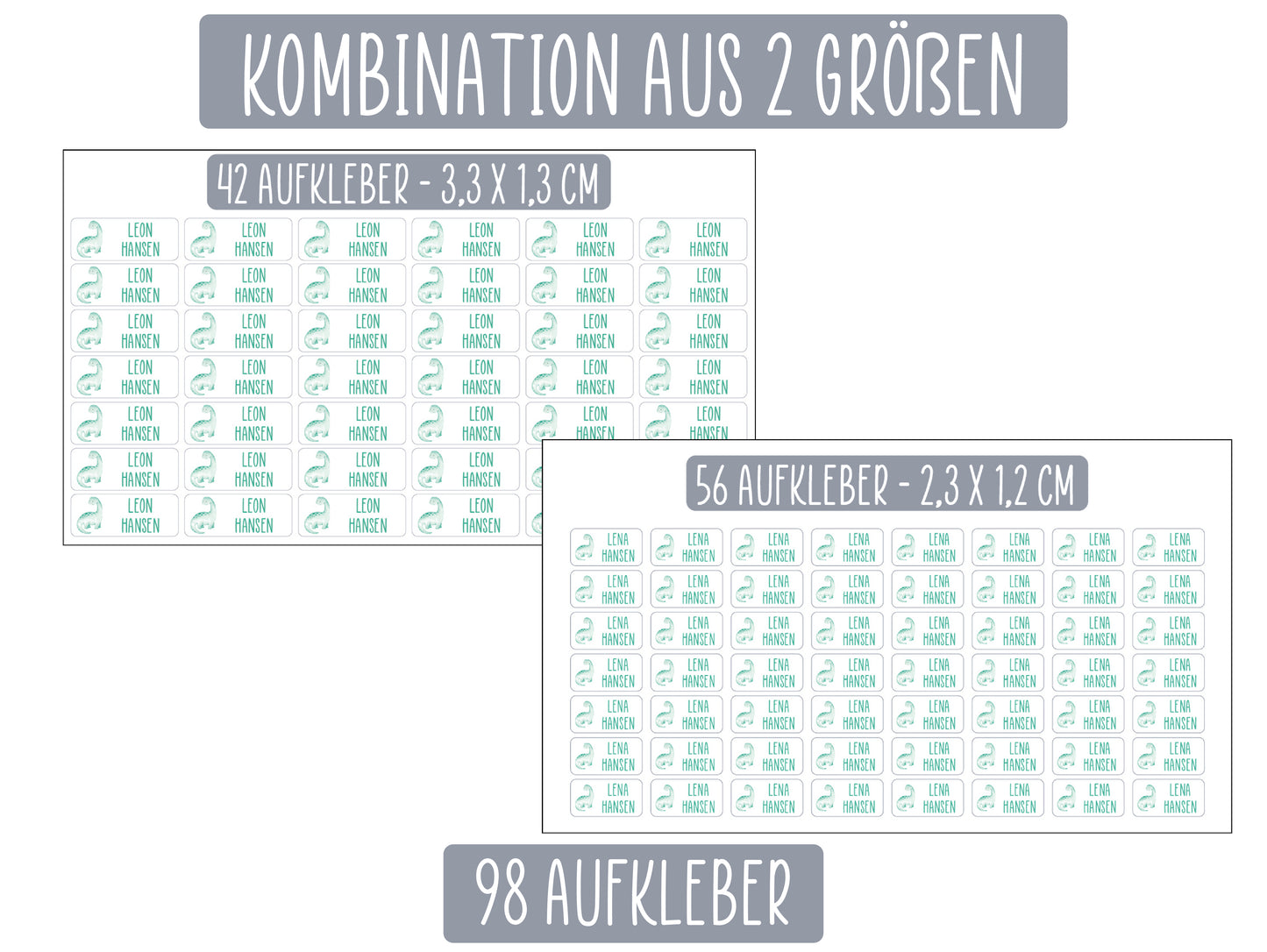 Namensetiketten für Kleidung und Gegenstände - Wunschmotiv - weißer Hintergund