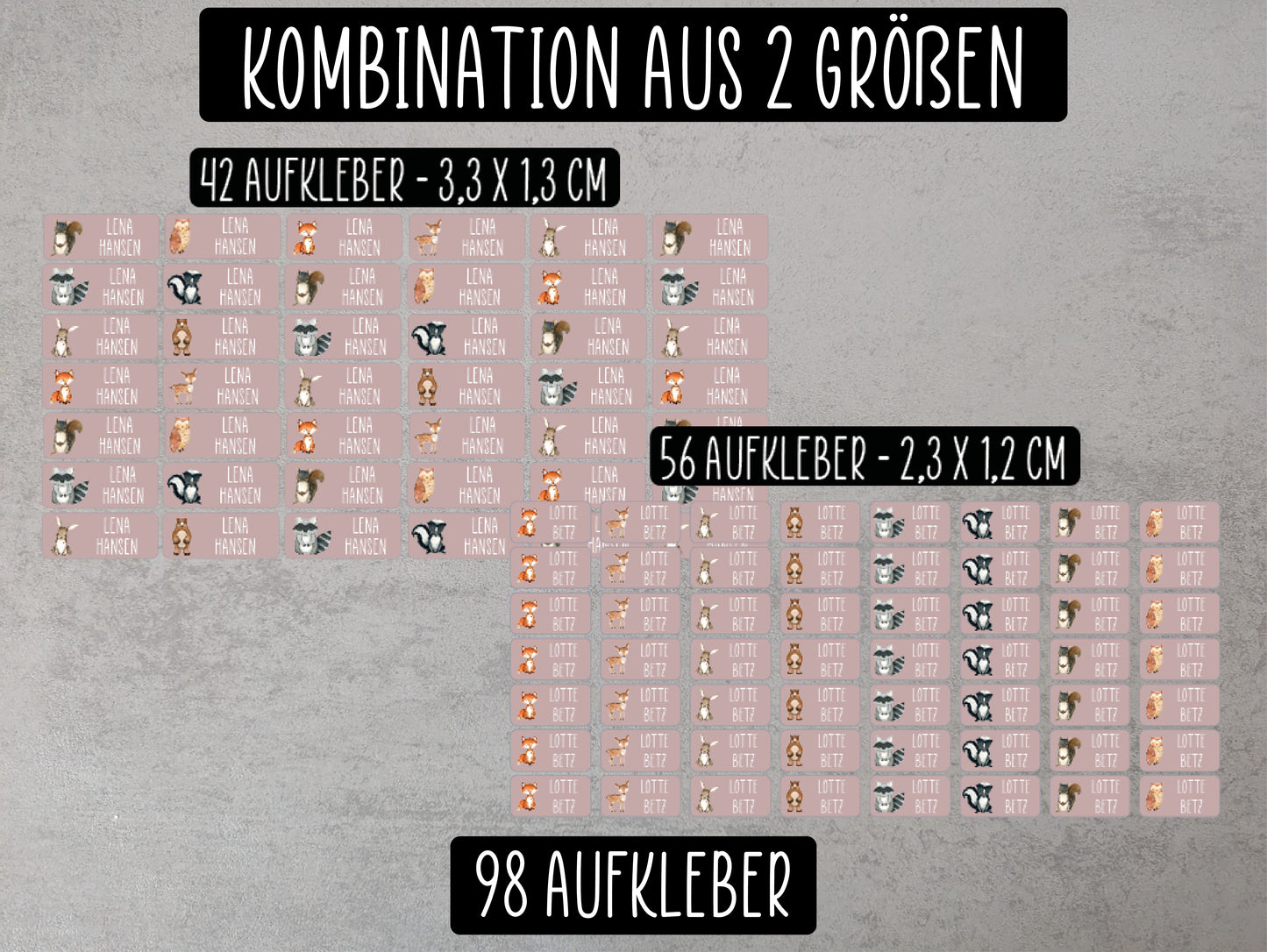Namensetiketten für Kleidung und Gegenstände - Wunschmotiv - farbig