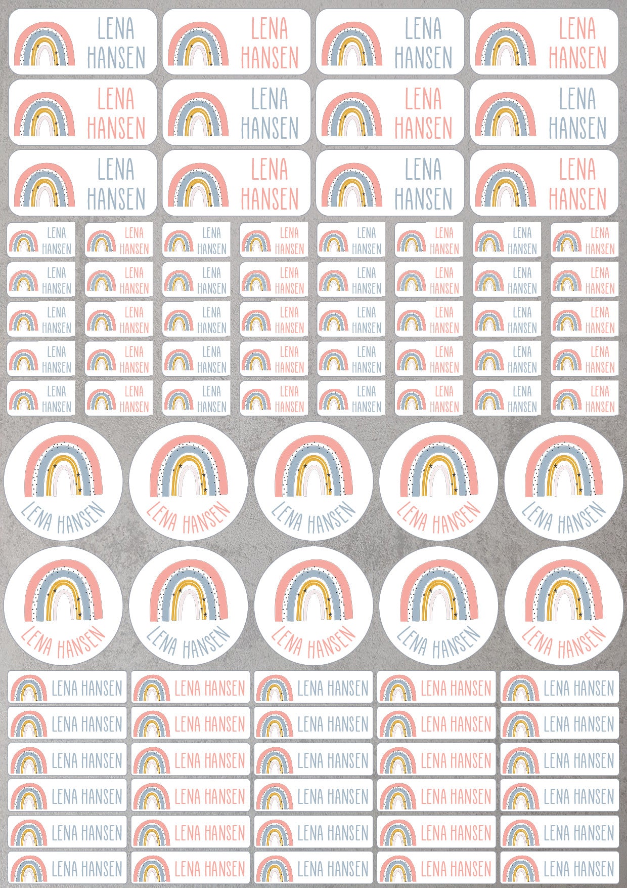 Aufkleberset für Kleidung und Gegenstände - 92 Aufkleber - Regenbogen 2