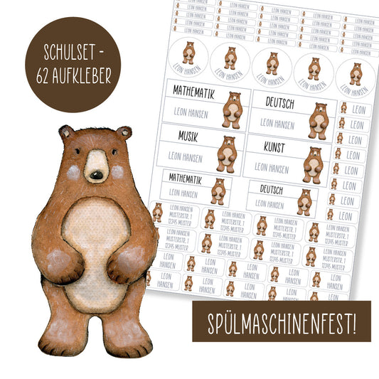 Schulset - 62 Aufkleber - Bär