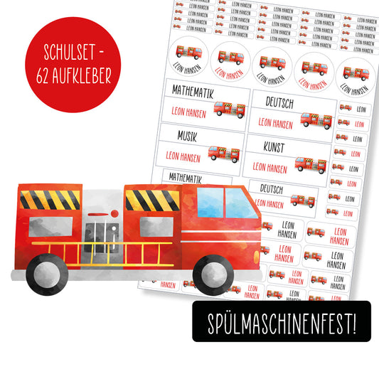 Schulset - 62 Aufkleber - Feuerwehr