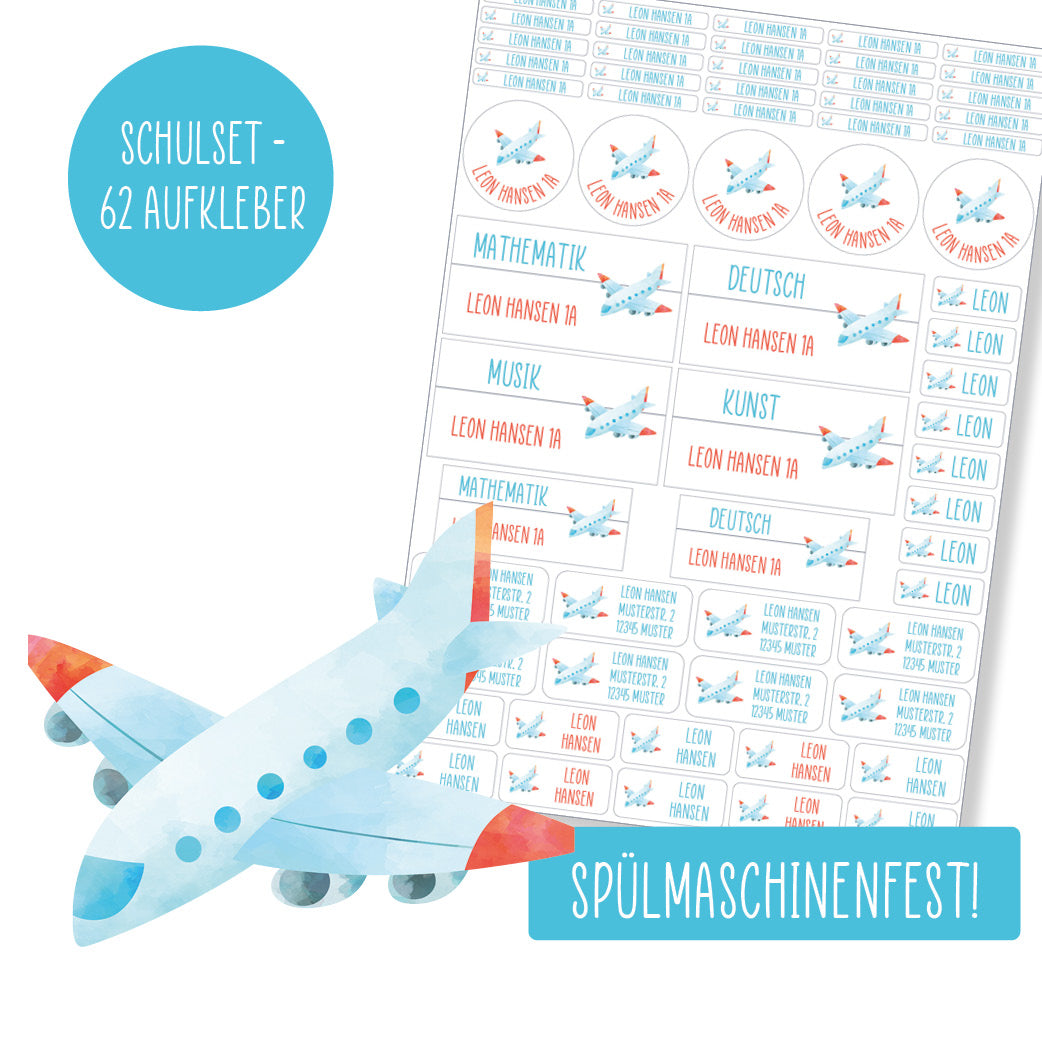 Schulset - 62 Aufkleber - Flugzeug