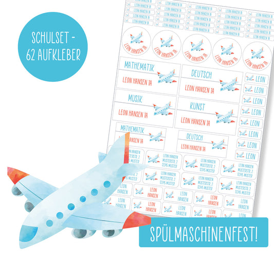 Schulset - 62 Aufkleber - Flugzeug