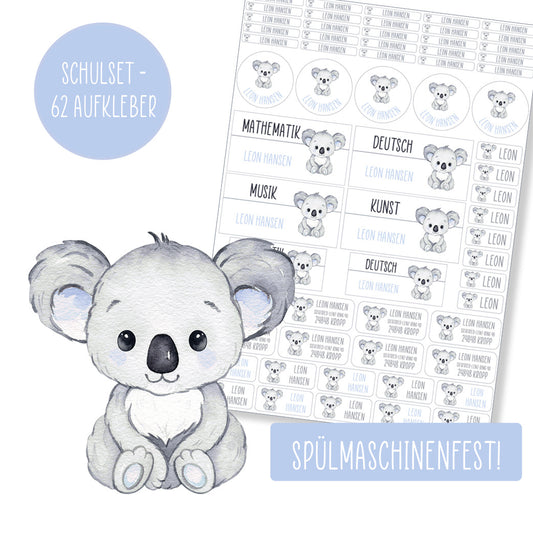 Schulset - 62 Aufkleber - Koala 1