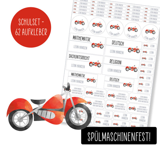 Schulset - 62 Aufkleber - Motorrad