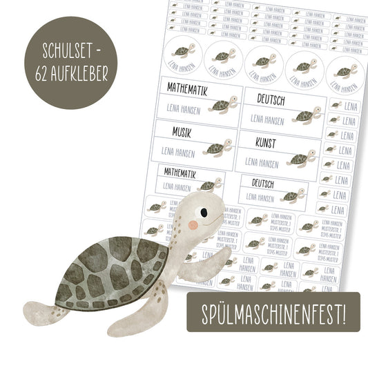 Schulset - 62 Aufkleber - Schildkröte