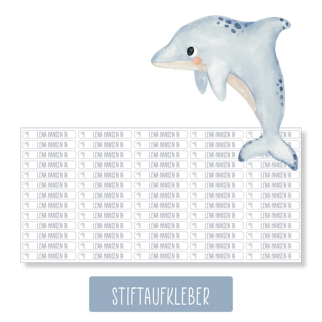 Schulset - 62 Aufkleber - Delfin