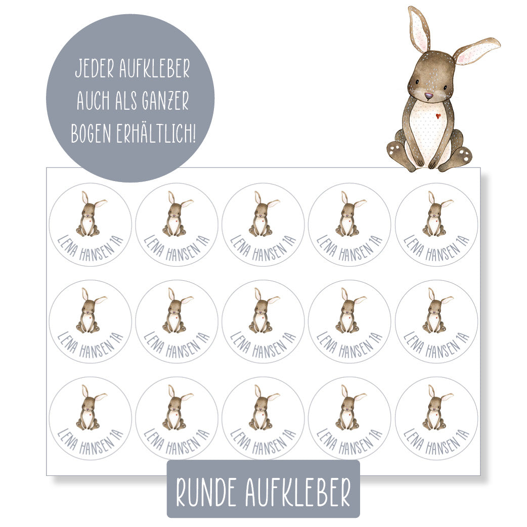 Schulset - 62 Aufkleber - Hase