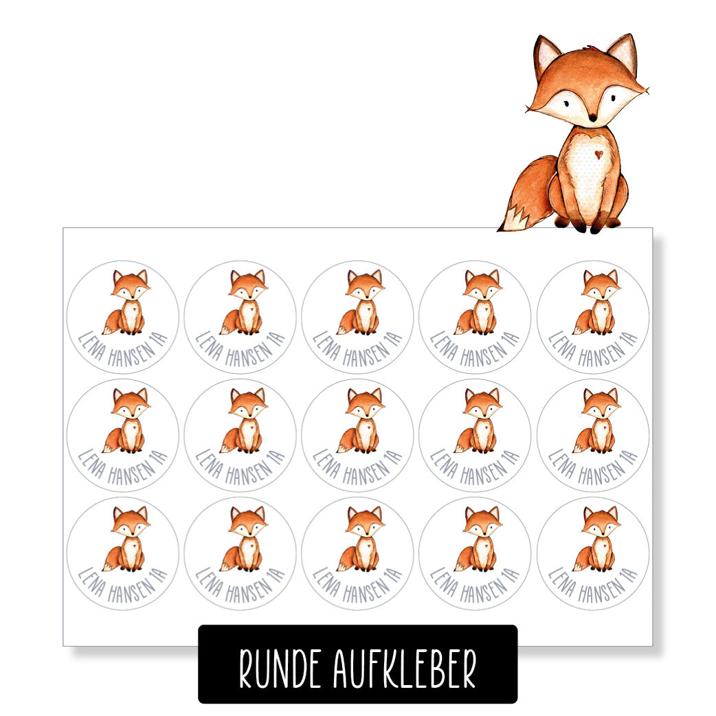 Schulset - 62 Aufkleber - Fuchs