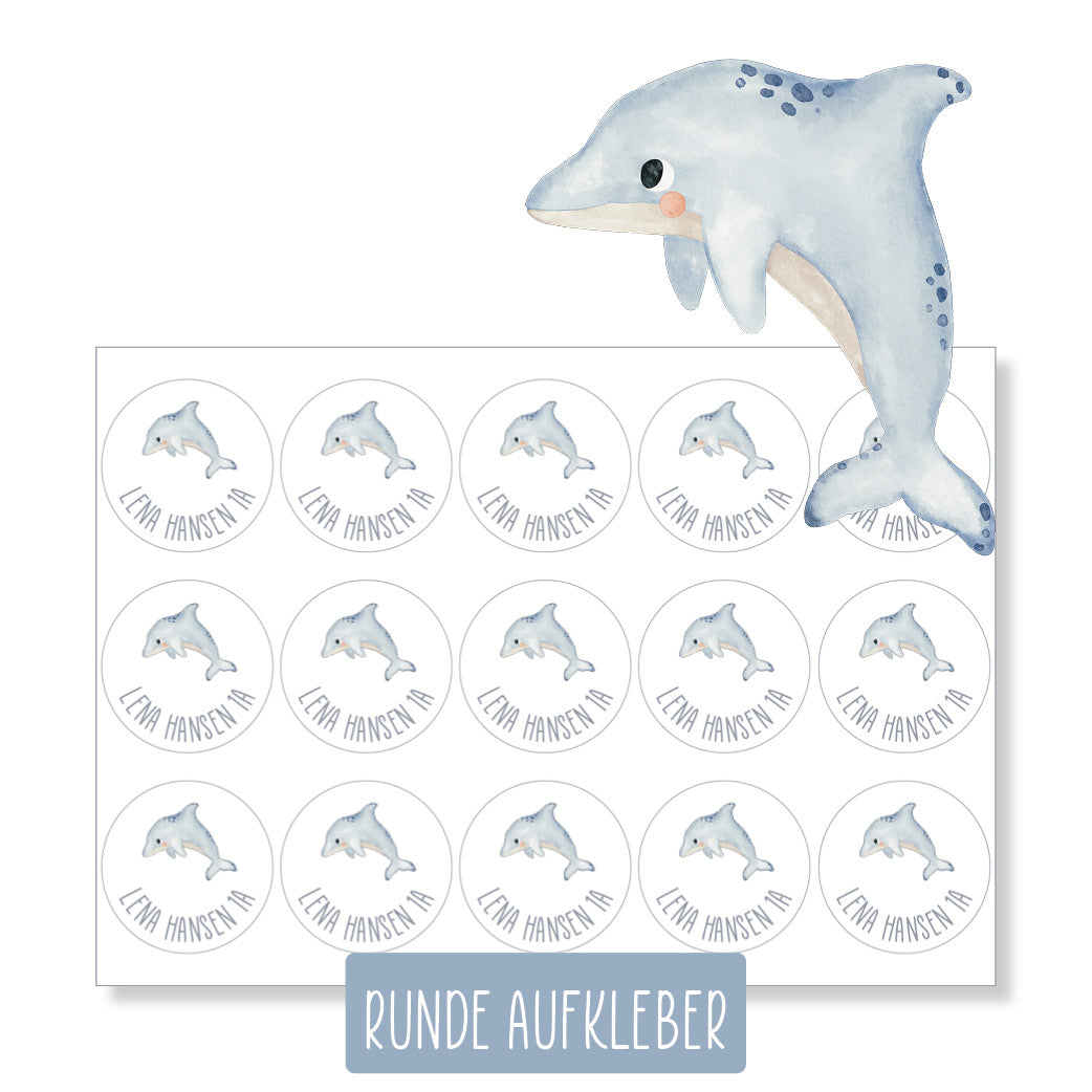 Schulset - 62 Aufkleber - Delfin