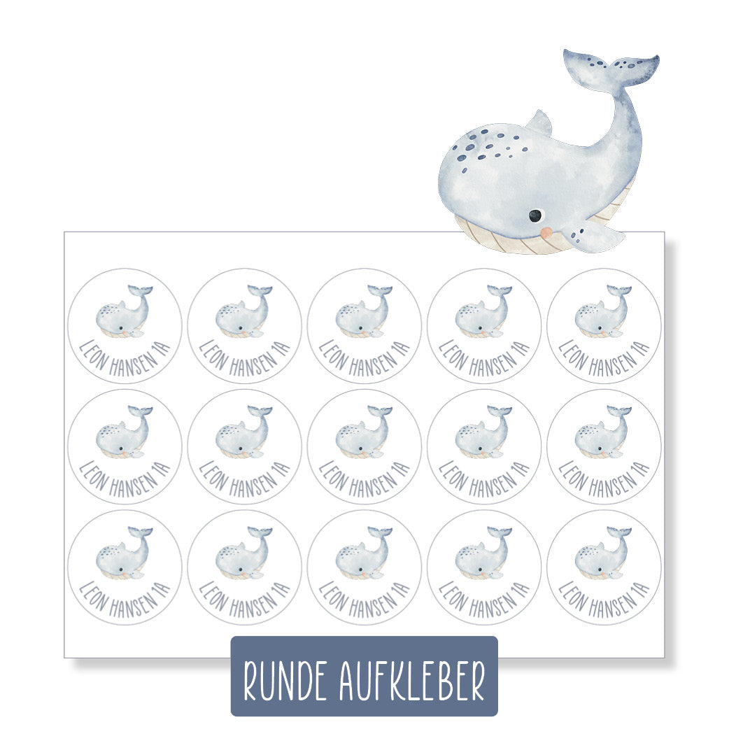 Schulset - 62 Aufkleber - Wal 1