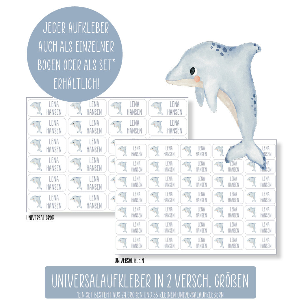 Schulset - 62 Aufkleber - Delfin