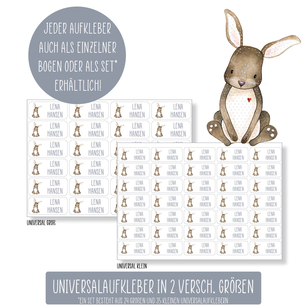 Schulset - 62 Aufkleber - Hase