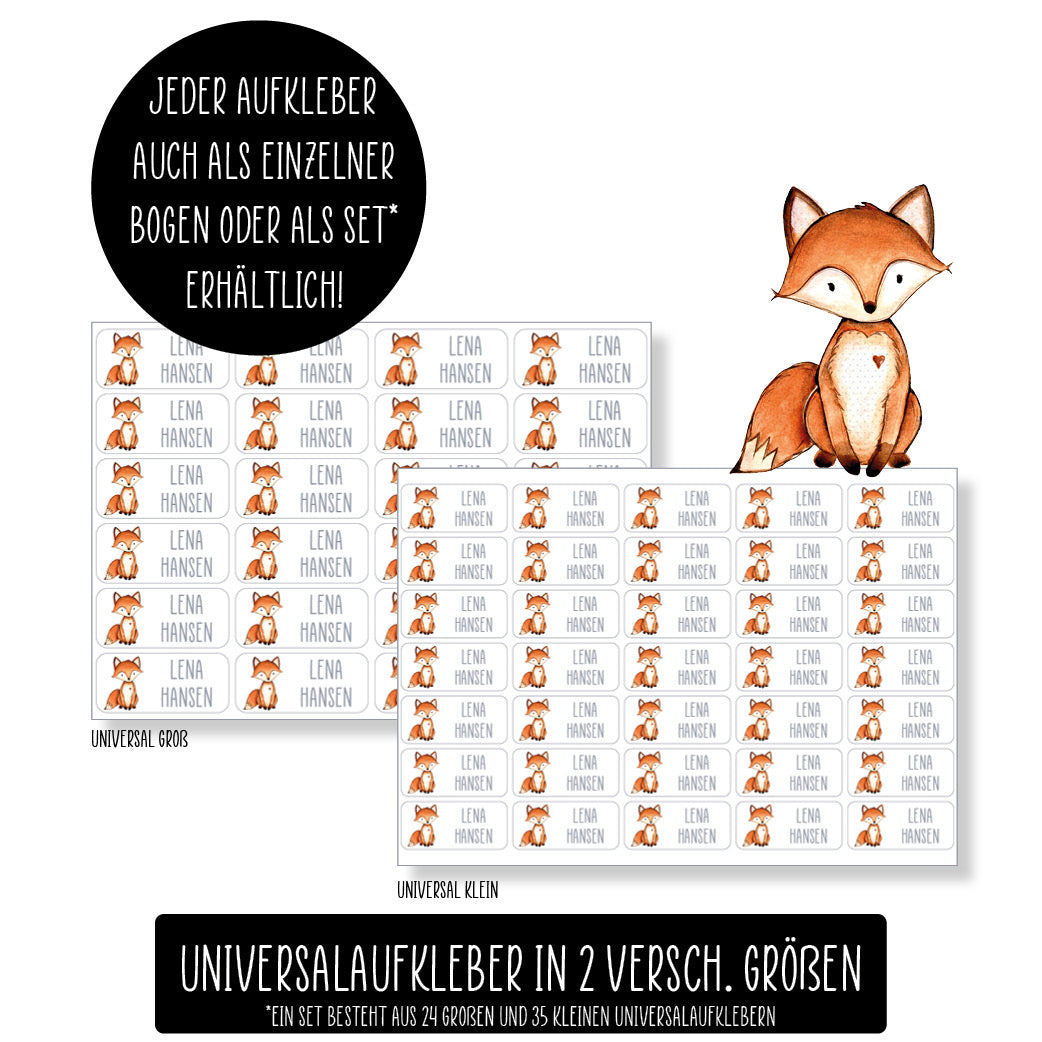Schulset - 62 Aufkleber - Fuchs