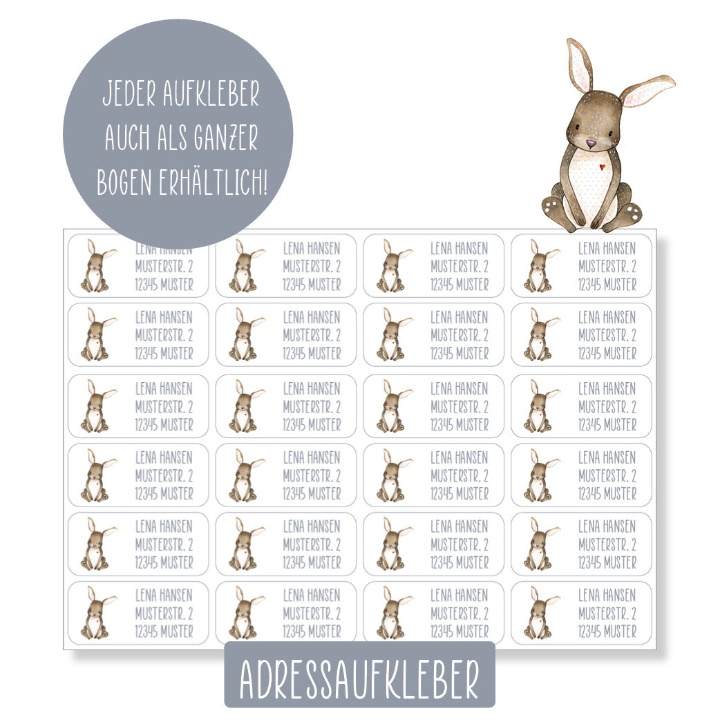 Schulset - 62 Aufkleber - Hase