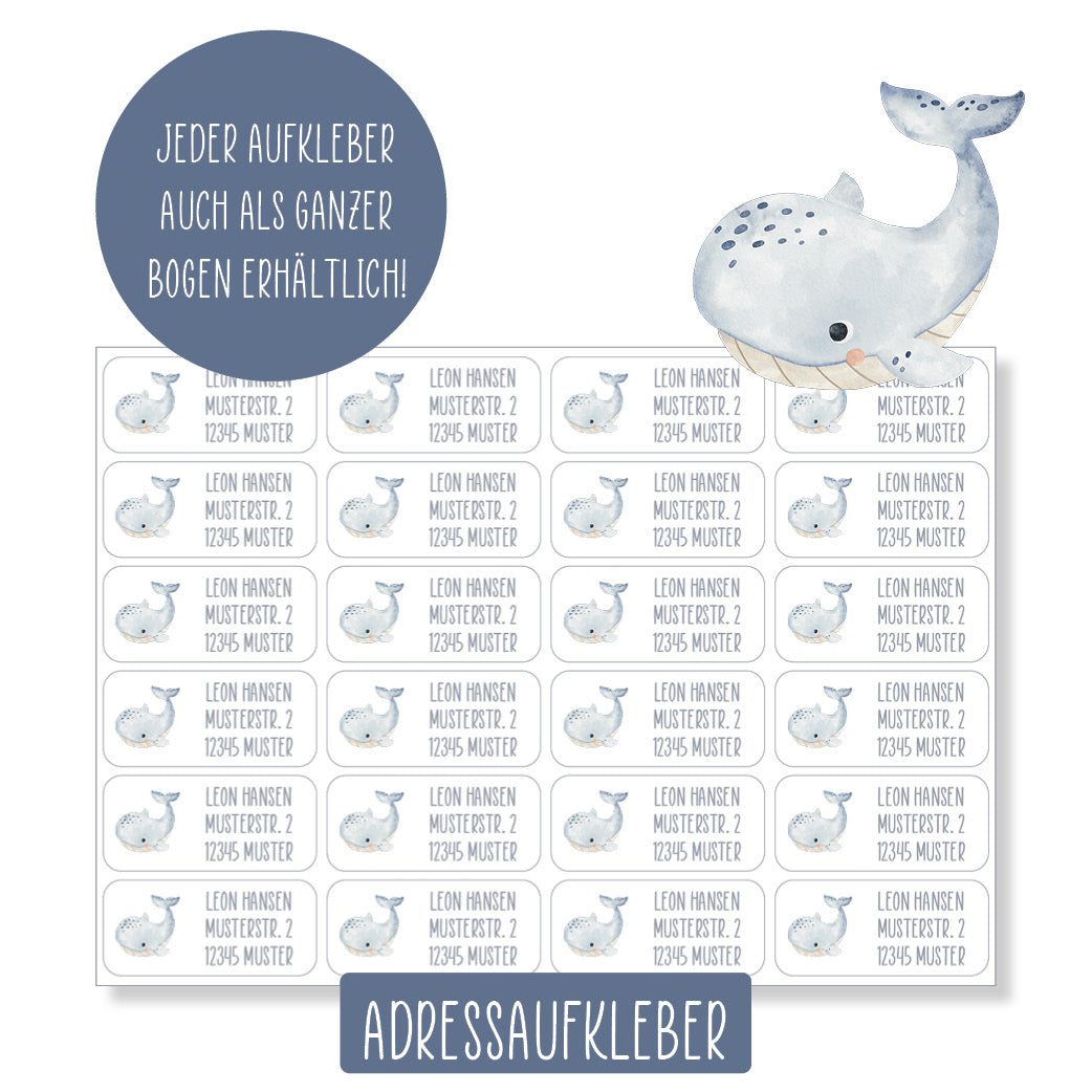 Schulset - 62 Aufkleber - Wal 1