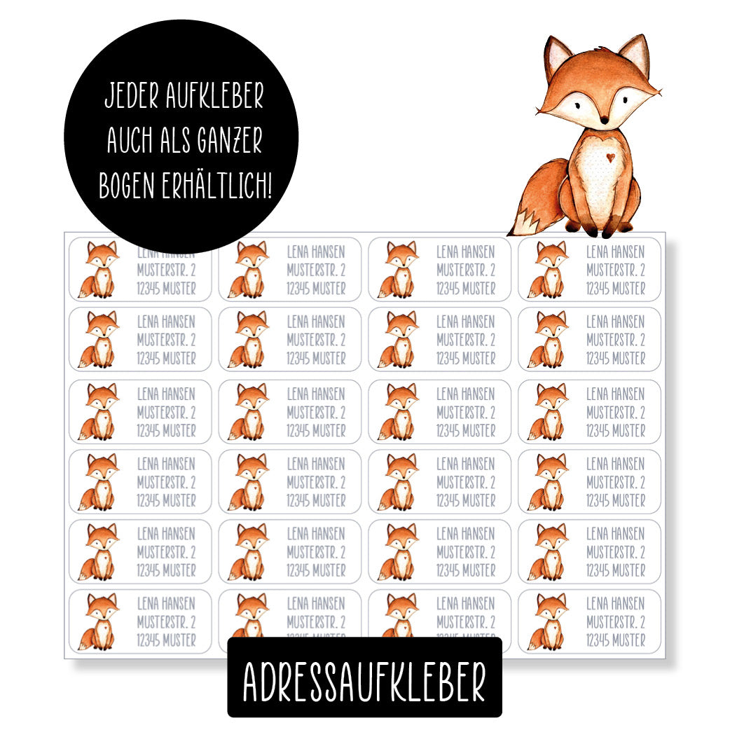 Schulset - 62 Aufkleber - Fuchs