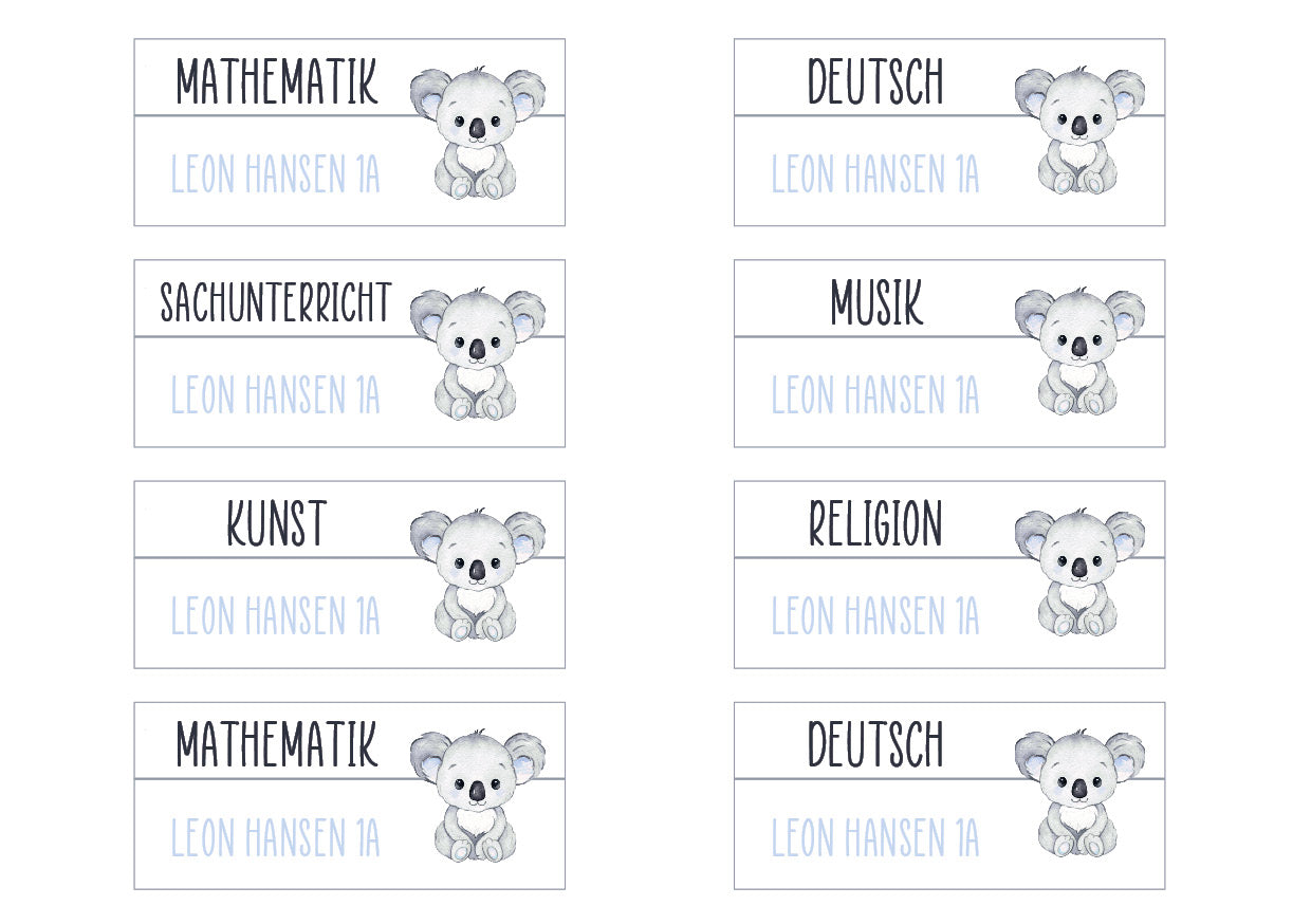 Schulset - 62 Aufkleber - Koala 1