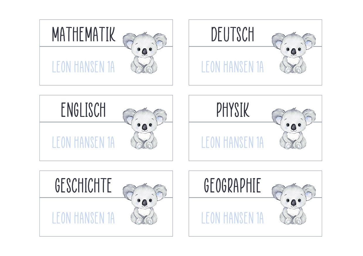Schulset - 62 Aufkleber - Koala 1